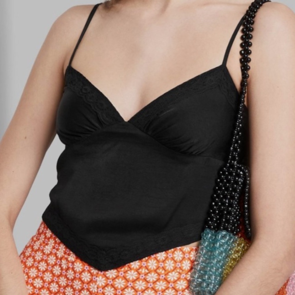 Elegant Black Lace Trim Camisole